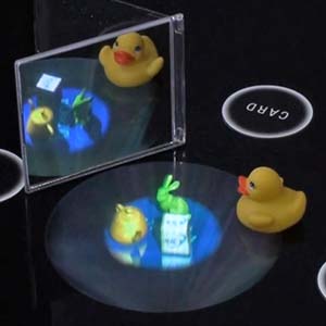 fVisiOn: Interactive Glasses-Free Tabletop 3D Images Floated By Conical Screen And Modular Projector Arrays